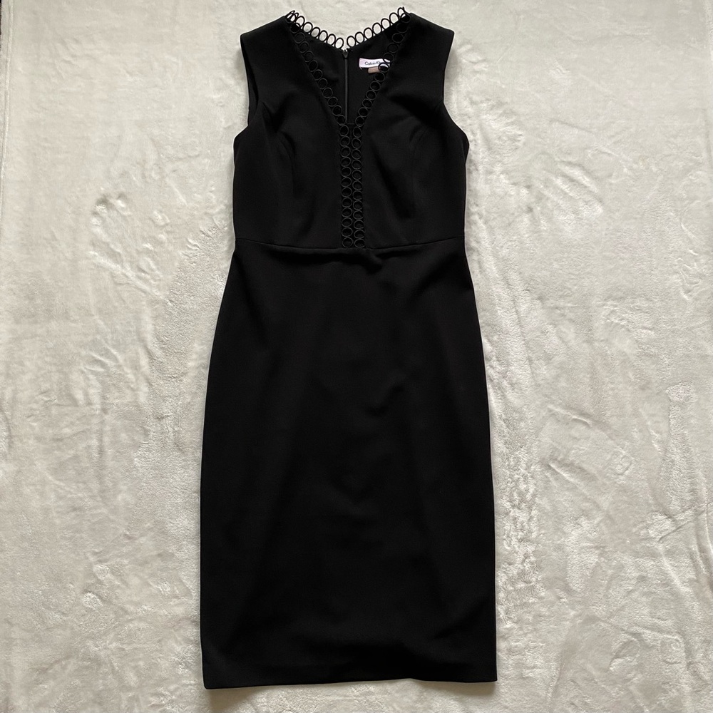Calvin Klein Seamed Crepe Sheath Dress - Black